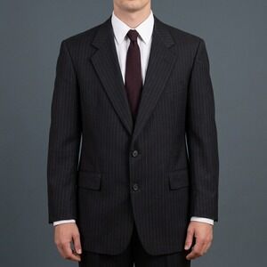 Hart Schaffner Marx Blazer Men 44R Navy Pinstripe Wool Two Button Jacket